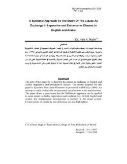 A Systemic Approach To The Study Of The Clause As