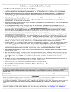 Application and Instructions for Clinical Pastoral Education