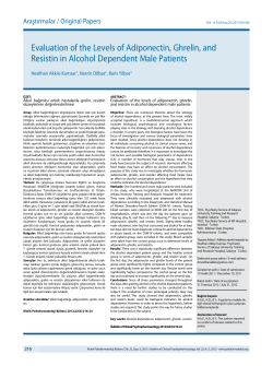 Evaluation of the Levels of Adiponectin, Ghrelin, and Resistin in