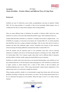About ePortfolios &ndash; Practise, History and Different Ways of Using Them
