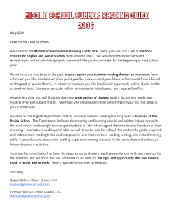 MIDDLE SCHOOL SUMMER READING GUIDE 2016