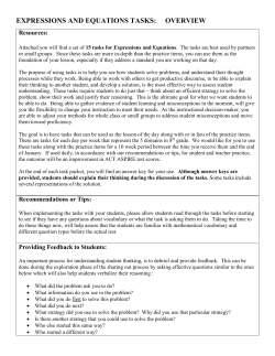 expressions and equations tasks: overview