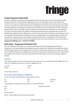 Fringe Programme Style Guide Style Guide