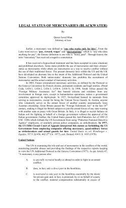 Legal Status of Mercenaries (Blackwater)