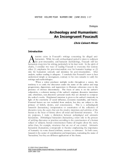 Archeology and Humanism: An Incongruent Foucault