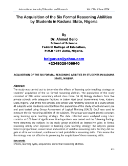 The Acquisition of the Six Formal Reasoning Abilities by Students in