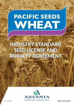 INDUSTRY STANDARD SEED LICENSE AND ROYALTY