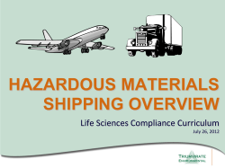 HAZARDOUS MATERIALS SHIPPING OVERVIEW