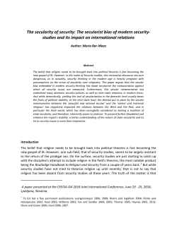 The secularity of security: The secularist bias of modern security