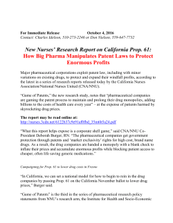 New Nurses` Research Report on California Prop. 61: How Big
