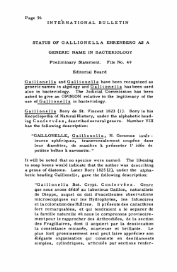 Page 96 INTE~NATIONAL BULLETIN STATUS OF GALLIONELLA