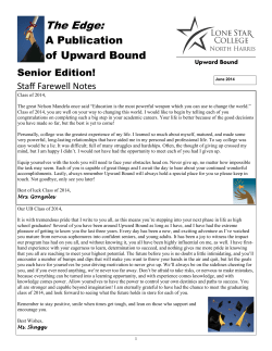 Class of 2014 Upward Bound Newsletter