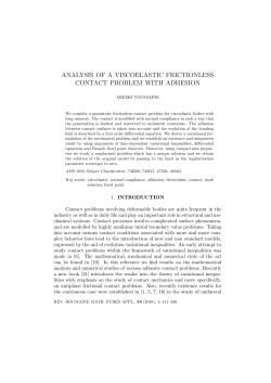 analysis of a viscoelastic frictionless contact problem with adhesion