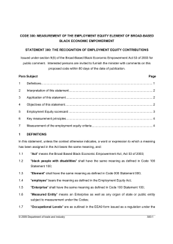 measurement of the employment equity element of broad