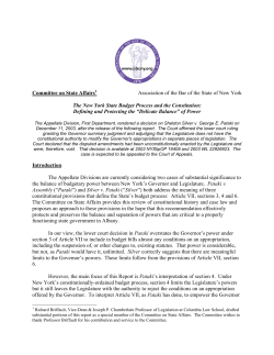 The New York State Budget Process and the Constitution