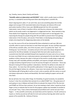 Joy, Timothy, Joanna, Steve`s family and friends. &ldquo;Scientific safaris