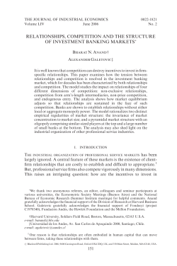 "Relationships, Competition, and the Structure of Investment