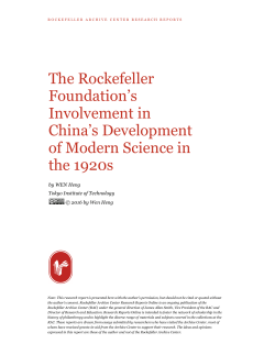 Heng, WEN. The Rockefeller Foundation`s Involvement in China`s