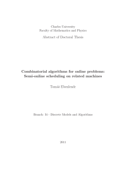 Abstract of Doctoral Thesis Combinatorial algorithms for online