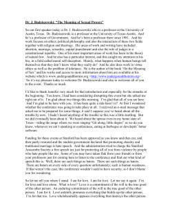 Dr. J. Budziszewski: “The Meaning of Sexual Powers”