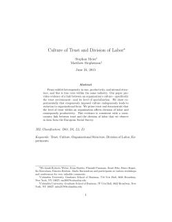 Culture of Trust and Division of Labor
