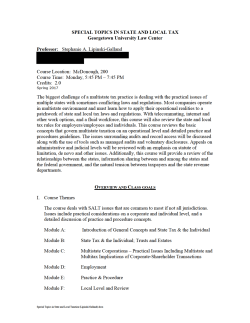Special Topics in State and Local Taxation