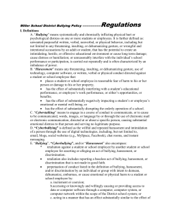 Miller School District Bullying Regulations
