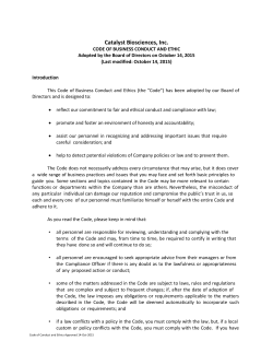 CODE OF BUSINESS CONDUCT AND ETHICS