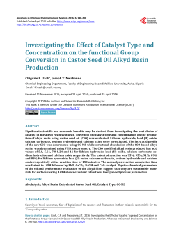 Investigating the Effect of Catalyst Type and Concentration on the