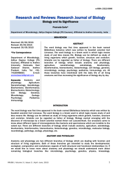 Research and Reviews: Research Journal of Biology