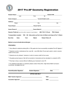 2017 Pre-AP Geometry Registration