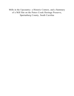 Mills in the Upcountry - South Carolina Archives and History