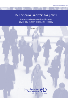 Behavioural Analysis for Policy: New Lessons from Economics
