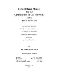 Mixed Integer Models for the Optimisation of Gas