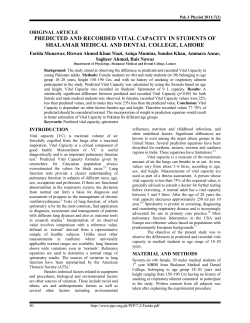 predicted and recorded vital capacity in students of shalamar