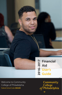 Financial Aid User`s Guide - Community College of Philadelphia
