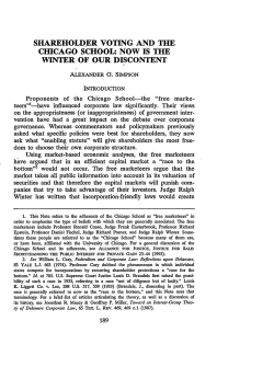 Shareholder Voting and the Chicago School: Now Is the Winter of