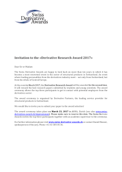 Invitation to the &laquo;Derivative Research Award 2017