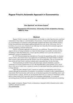 Ragnar Frisch`s Axiomatic Approach in Econometrics