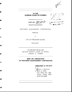 Brief on Jurisdiction of Provident Management Corporation