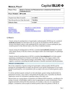 Genetic Testing for Predisposition to Inherited Hypertrophic