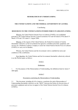 1 MEMORANDUM OF UNDERSTANDING Between THE