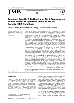 Molecular Dynamics Study on the Ets Domain&ndash;DNA Complexes