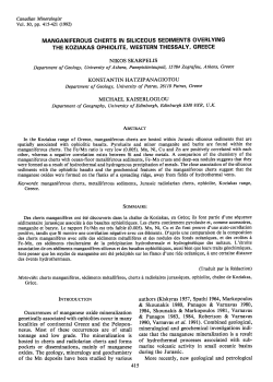 manganiferous cherts in siliceous sediments overlying the