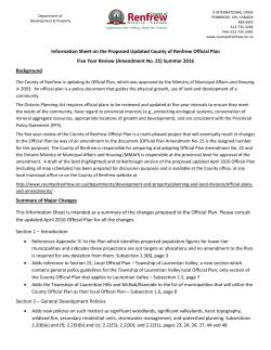 Information Sheet on the Proposed Updated County of Renfrew