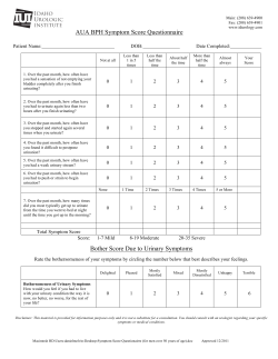 AUA BPH Symptom Score Questionnaire Bother Score Due to