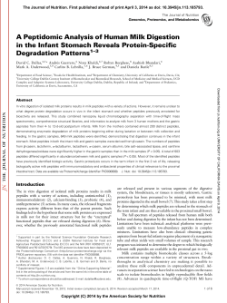 A Peptidomic Analysis of Human Milk Digestion in the