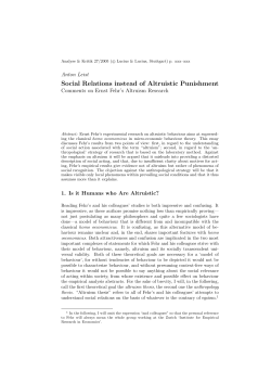 Social Relations instead of Altruistic Punishment