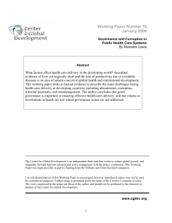 Governance and Corruption in Public Health Care Systems
