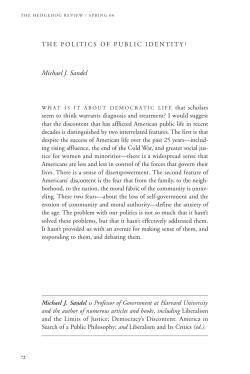 The Politics of Public Identity - Institute for Advanced Studies in Culture